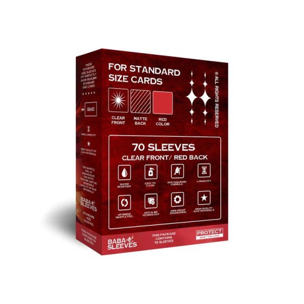 Baba Sleeves Standardgr&ouml;&szlig;e Red / Rot (70 Kartenh&uuml;llen)