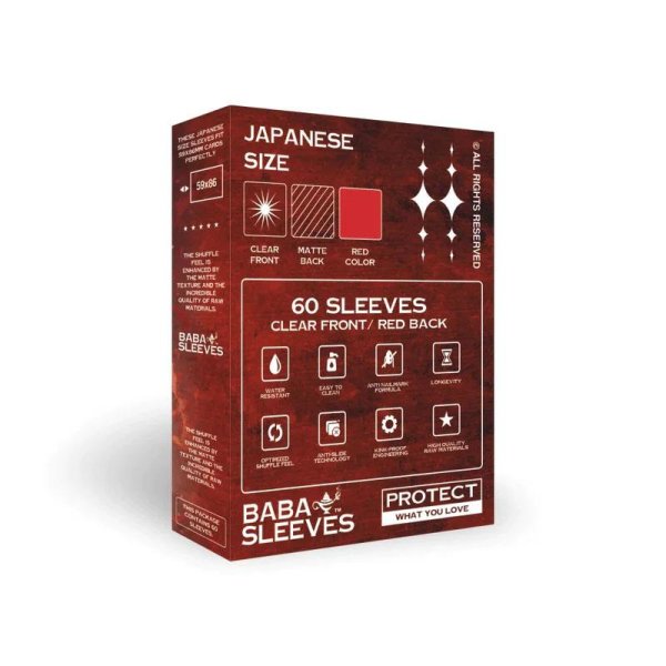 Baba Sleeves Japanische Gr&ouml;&szlig;e Red / Rot (60 Kartenh&uuml;llen)