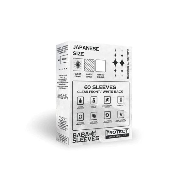 Baba Sleeves Japanische Gr&ouml;&szlig;e White / Wei&szlig; (60 Kartenh&uuml;llen)
