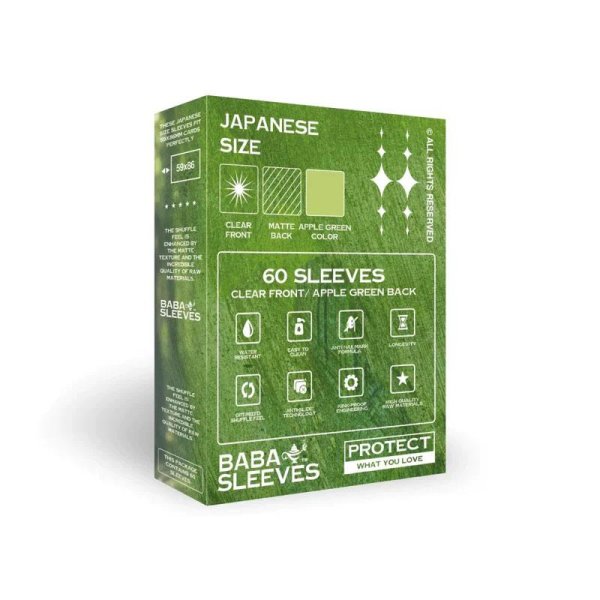 Baba Sleeves Japanische Gr&ouml;&szlig;e Apple Green / Apfel Gr&uuml;n (60 Kartenh&uuml;llen)