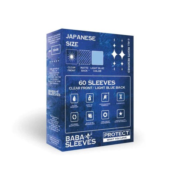 Baba Sleeves Japanische Gr&ouml;&szlig;e Light Blue / Hellblau (60 Kartenh&uuml;llen)