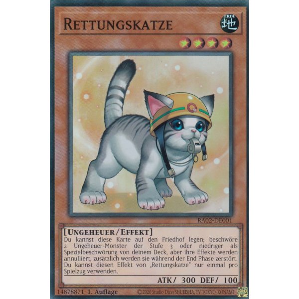 Rettungskatze (alternate art) RA02-DE001alt V.5-Quarter-Century-Secret-Rare