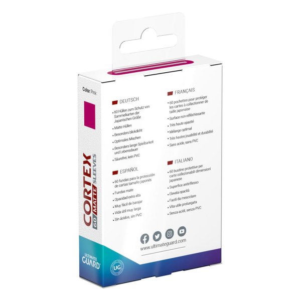 Ultimate Guard Cortex Matte Sleeves Japanische Gr&ouml;&szlig;e Pink (60 H&uuml;llen)