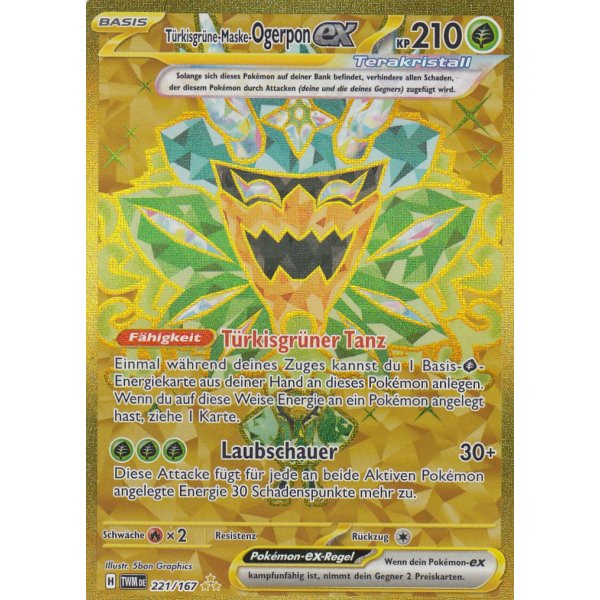 T&uuml;rkisgr&uuml;ne-Maske-Ogerpon-ex 221/167 Hyper Rare