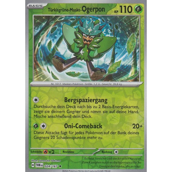 T&uuml;rkisgr&uuml;ne-Maske-Ogerpon 024/167 Holo REVERSE HOLO