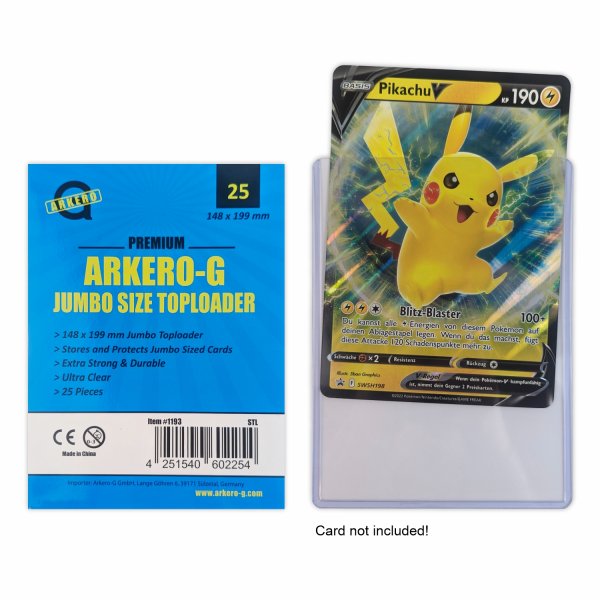 Arkero-G Jumbo Size Toploader (f&uuml;r XXL Pokemon Karten) - 25 St&uuml;ck