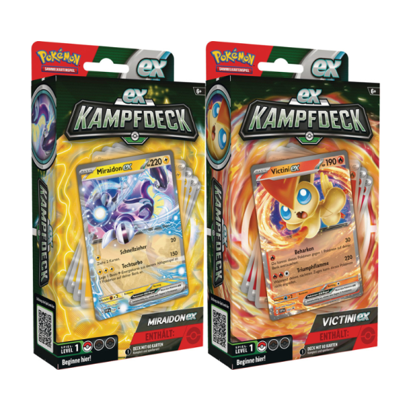 Pokemon Beide ex Kampf Decks - Miraidon &amp; Victini (2 Decks, deutsch)