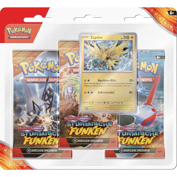 Karmesin &amp; Purpur St&uuml;rmische Funken 3-Pack Blister - Zapdos (deutsch)