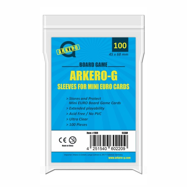 Arkero-G Mini Euro-Sized Boardgame Sleeves (100 Kartenh&uuml;llen)