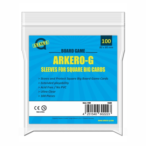 Arkero-G Big Square-Sized Boardgame Sleeves (100 Kartenh&uuml;llen)