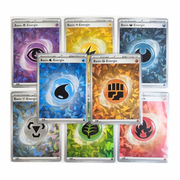 Alle 8x Energiekarten Ice Cracked Holo aus der Terapagos ex Ultra-Premium-Kollektion