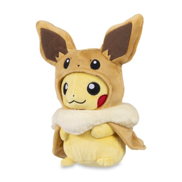 Pikachu mit Evoli Umhang Pl&uuml;schfigur 17 cm - Pokemon Kuscheltier