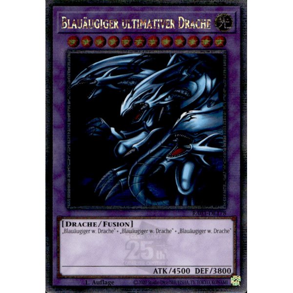 Blau&auml;ugiger ultimativer Drache RA03-DE178 (Quarter Century Secret Rare)