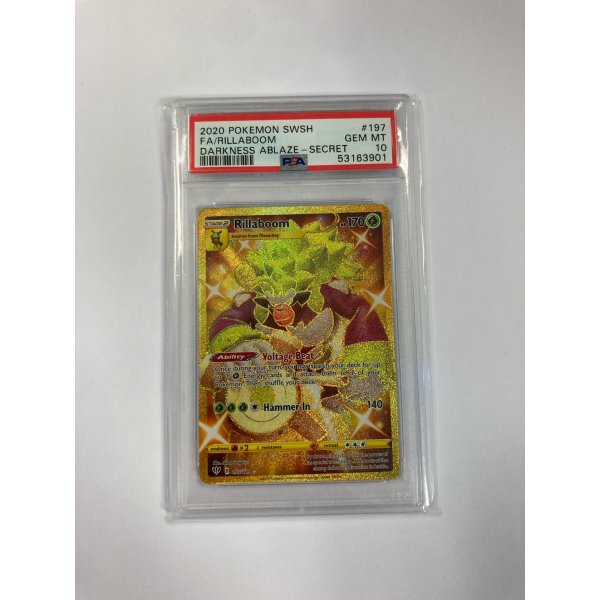 2020 POKEMON SWSH FA/RILLABOOM DARKNESS ABLAZE - SECRET PSA 10