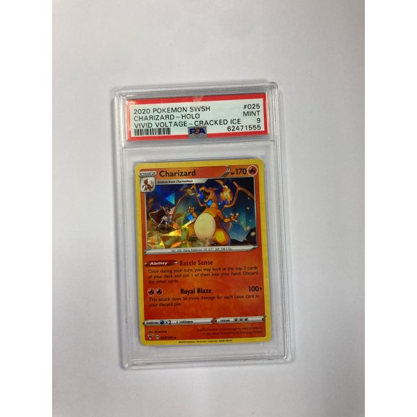2020 POKEMON SWSH CHARIZARD - HOLO VIVID VOLTAGE - CRACKED ICE PSA 9