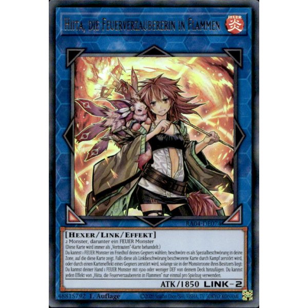 Hiita, die Feuerverzaubererin in Flammen RA04-DE074 (Ultra Rare)