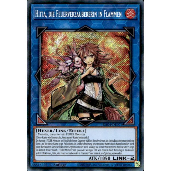 Hiita, die Feuerverzaubererin in Flammen RA04-DE074 (Secret Rare)