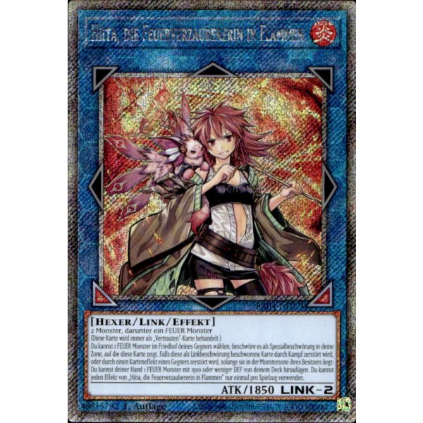 Hiita, die Feuerverzaubererin in Flammen RA04-DE074 (Platinum Secret Rare)