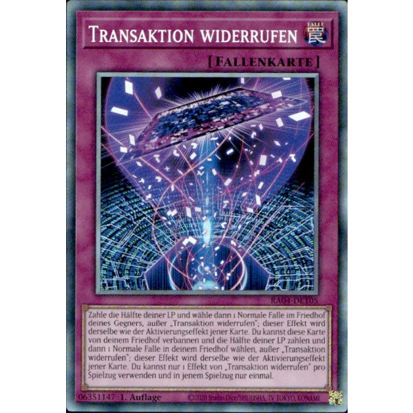 Transaktion widerrufen RA04-DE105 (Collectors Rare)