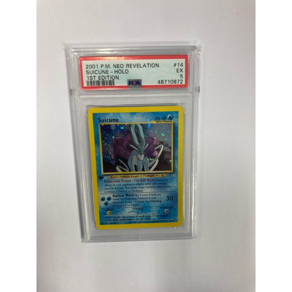 2001 P.M. NEO REVELATION SUICUNE - HOLO 1ST EDITION PSA 5