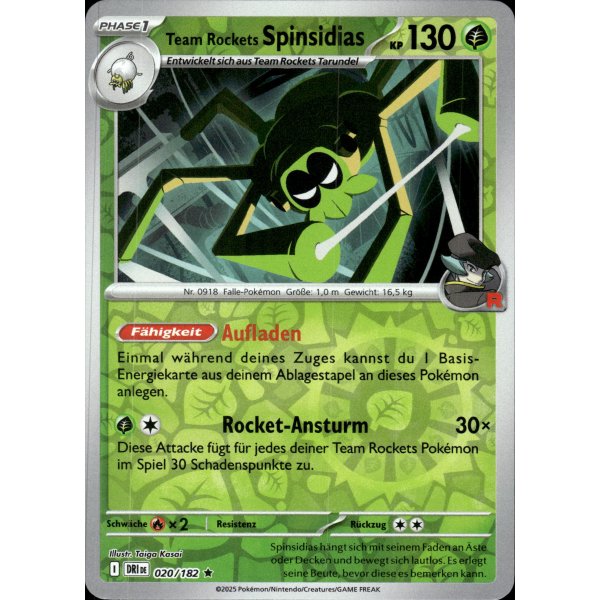 Team Rockets Spinsidias 020/182 Holo REVERSE HOLO
