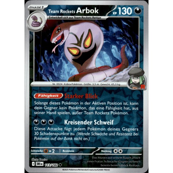 Team Rockets Arbok 113/182 REVERSE HOLO