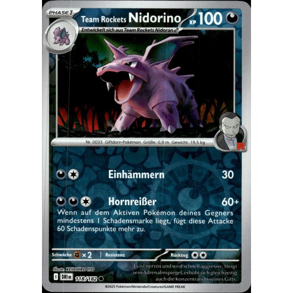 Team Rockets Nidorino 118/182 REVERSE HOLO