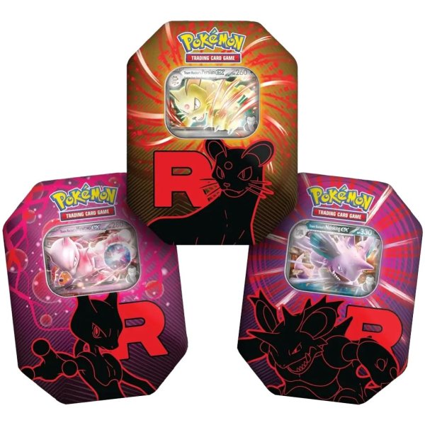 Alle 3 Pokemon Team Rocket Tin Box 2025 (englisch)