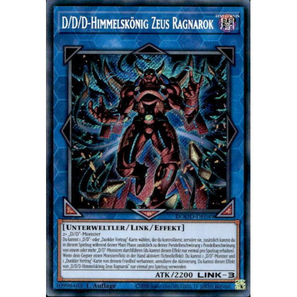 D/D/D-Himmelsk&ouml;nig Zeus Ragnarok DOOD-DE049 (Secret Rare)