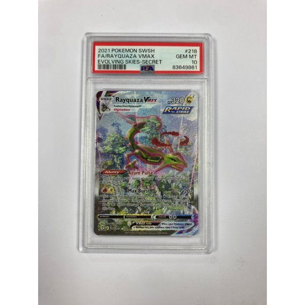 2021 POKEMON SWSH FA/RAYQUAZA VMAX EVOLVING SKIES-SECRET PSA 10