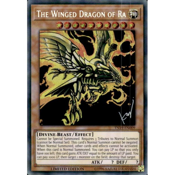 The Winged Dragon of Ra (alternate art) TN19-EN009-SECR (Prismatic Secret Rare)