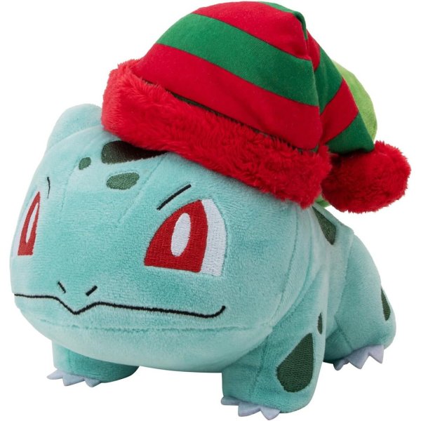 Bisasam mit Weihnachtsm&uuml;tze 2025 Pl&uuml;schfigur 14 cm - Pokemon Kuscheltier