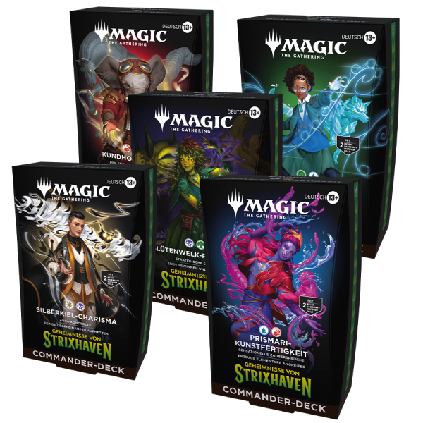 Geheimnisse von Strixhaven alle 5 Commander Decks - Sealed Case (deutsch)