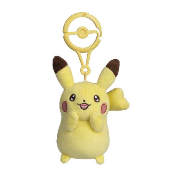Pokemon Pikachu lachend Pl&uuml;sch Schl&uuml;sselanh&auml;nger mit Karabiner 11 cm