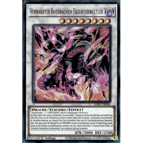 Vernarbter Rotdrachen-Erzunterweltler RA05-DE044 (Ultra Rare)