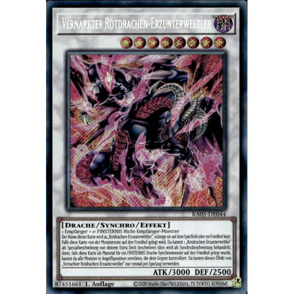 Vernarbter Rotdrachen-Erzunterweltler RA05-DE044 (Secret Rare)