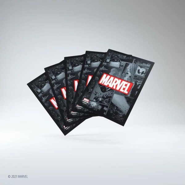 Gamegenic - Marvel Champions Art Sleeves - Marvel Black Standardgr&ouml;&szlig;e (50 Kartenh&uuml;llen)