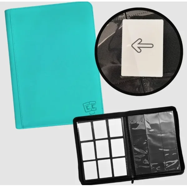 TCG Guru Zip Binder Xenon Turquoise - 9-Pocket Sideloading