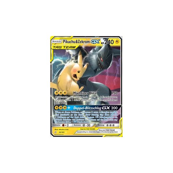 Pikachu &amp; Zekrom GX TAG TEAM 033/181 (bespielt)