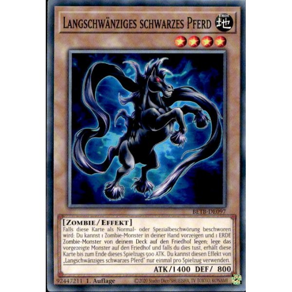 Langschw&auml;nziges schwarzes Pferd BETB-DE097