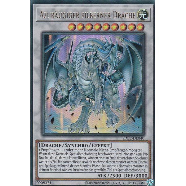 Azur&auml;ugiger silberner Drache SDBE-DE040