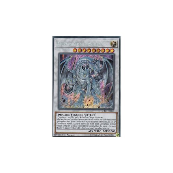 Azur&auml;ugiger silberner Drache LCKC-DE066