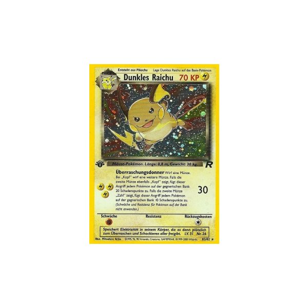 Dunkles Raichu Ultra Rare HOLO 1. Edition