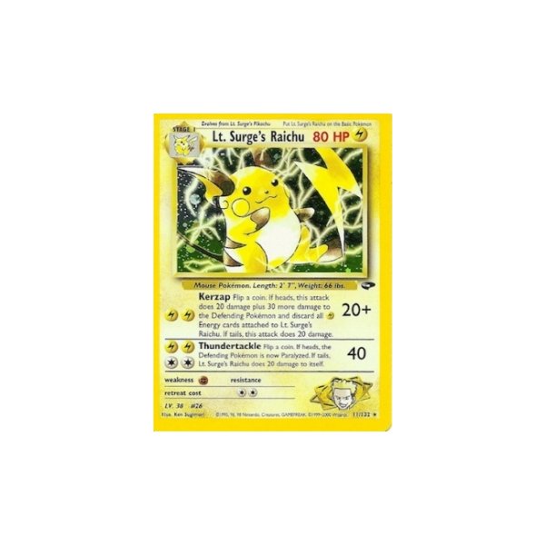 Lt. Surges Raichu HOLO 1. Auflage BESPIELT