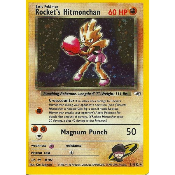 Rockets Hitmonchan HOLO 1. Auflage BESPIELT