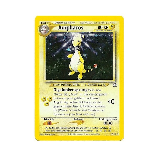 Ampharos HOLO 1. Auflage BESPIELT
