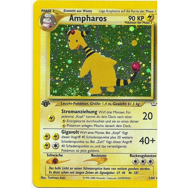 Ampharos HOLO 1. Auflage BESPIELT