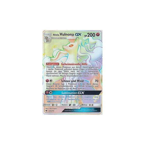 Pokemon Karte Alola-Vulnona GX Echo des Donners 132/214 Deutsch Sammlung