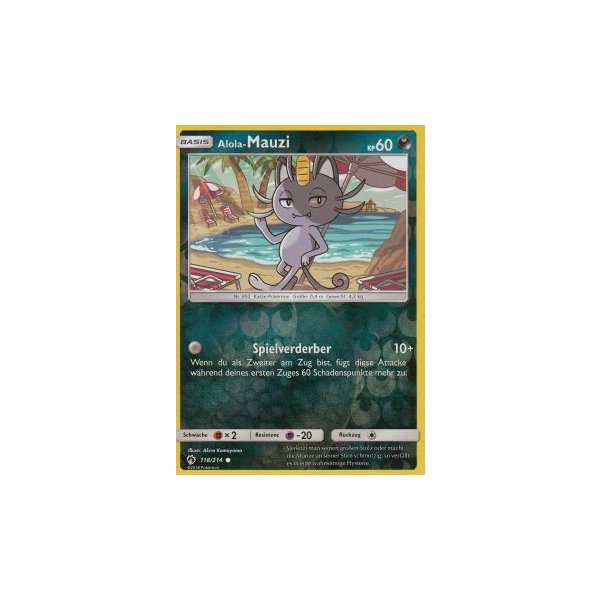 Alola-Mauzi 118/214 REVERSE HOLO Echo des Donners Pokemon Karte kaufen ...