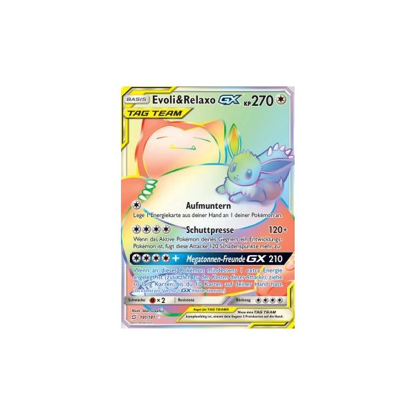 Evoli &amp; Relaxo GX TAG TEAM 191/181 RAINBOW